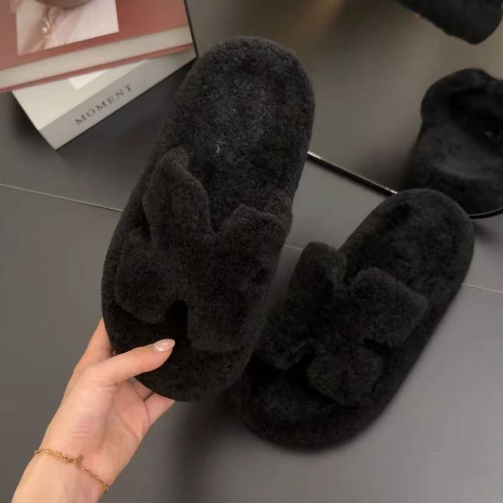 Glowli™ Plush Fuzzy Bow Slippers
