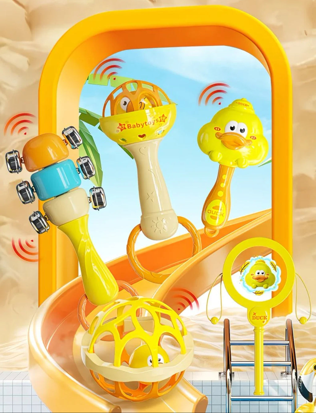 Glowli Baby Duckling Rattle Set (8-Piece Box)