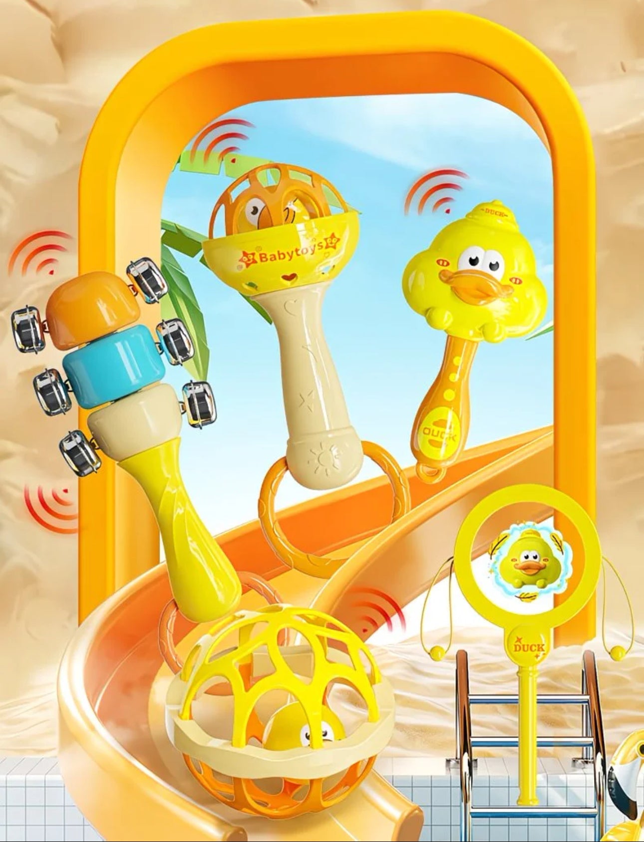 Glowli Baby Duckling Rattle Set (8-Piece Box)