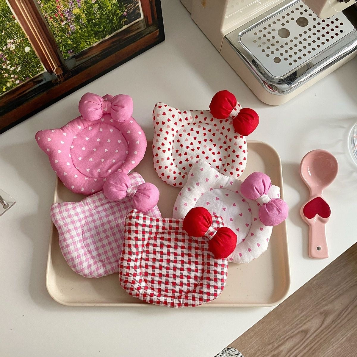 Cherry Whisker Cozy Coaster Set