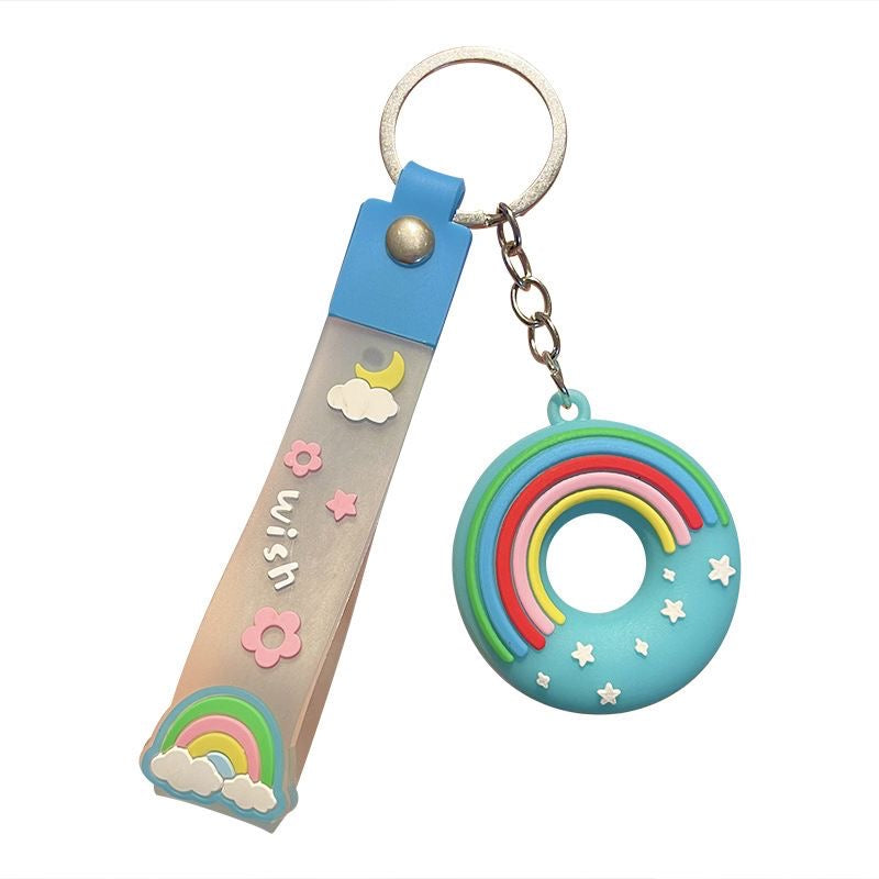 Rainbow Wish Keychain – Soft Donut Edition
