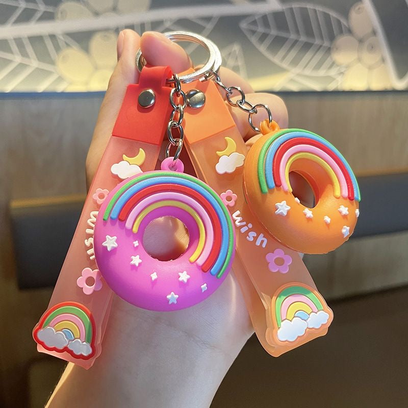 Rainbow Wish Keychain – Soft Donut Edition