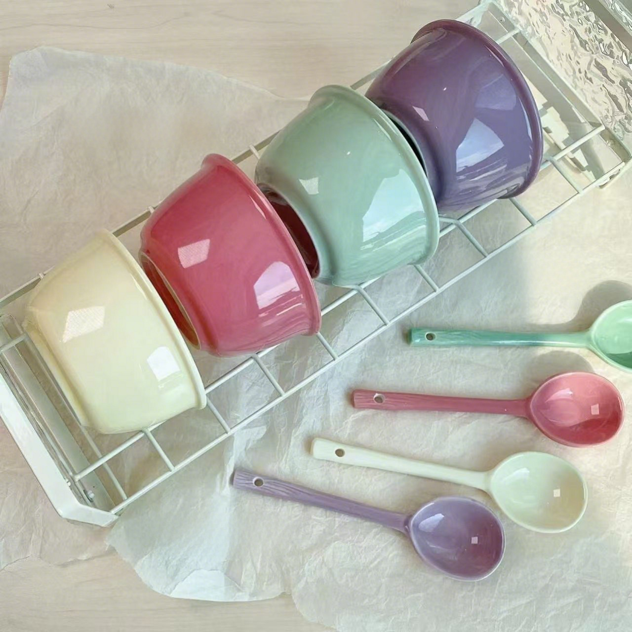 Soft Comforts 6-Piece Pastel Bowl & Spoon Set