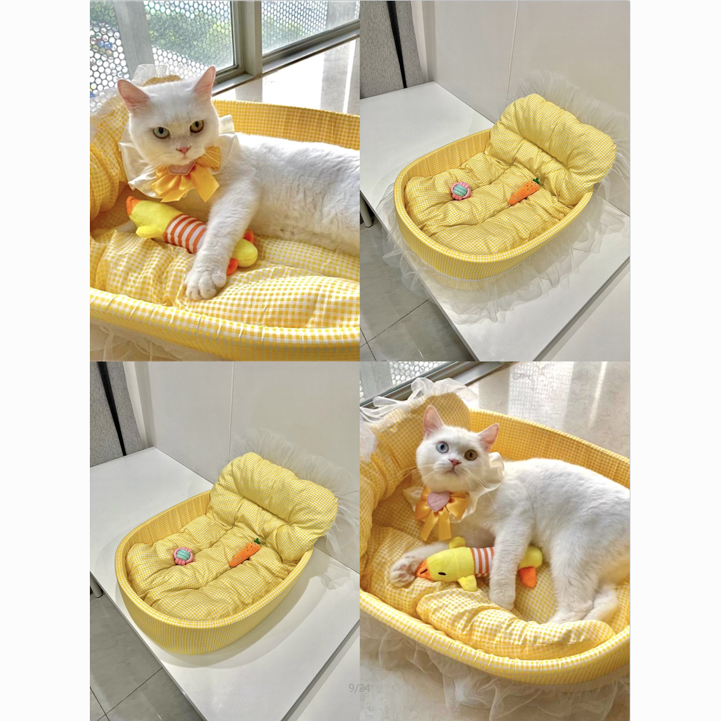 Glowli™ Gingham Lace Pet Bed