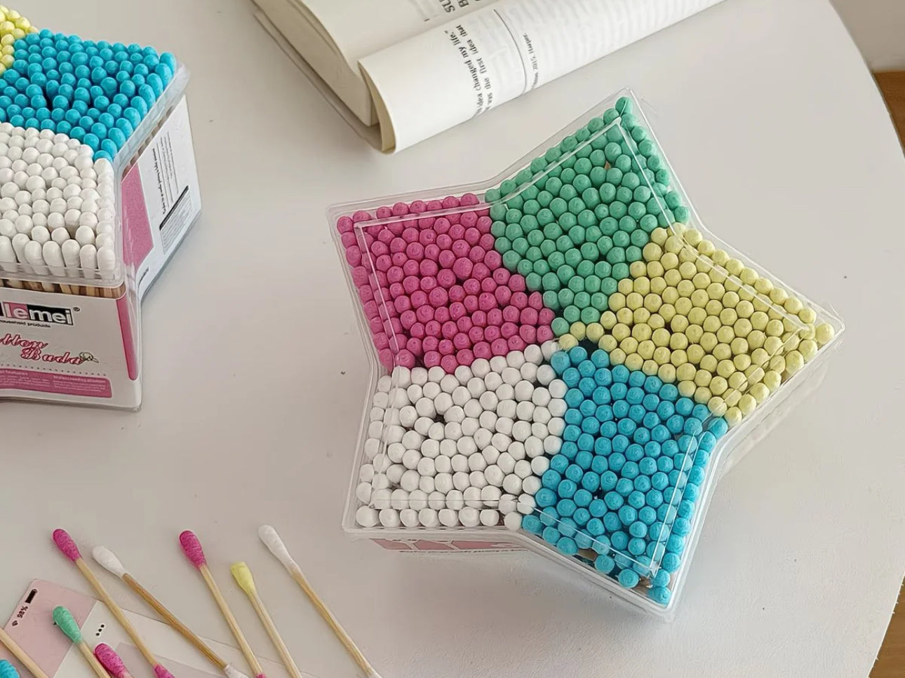 Pastel Star Cotton Bud Box