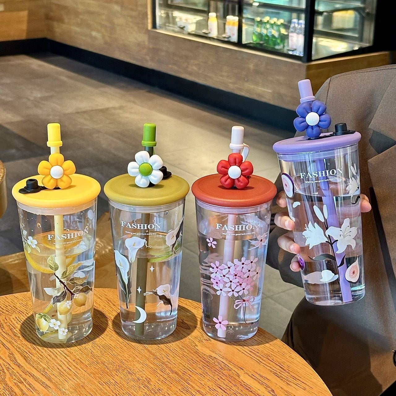 Glowli BloomCup™ Floral Glass Tumbler (700ml)