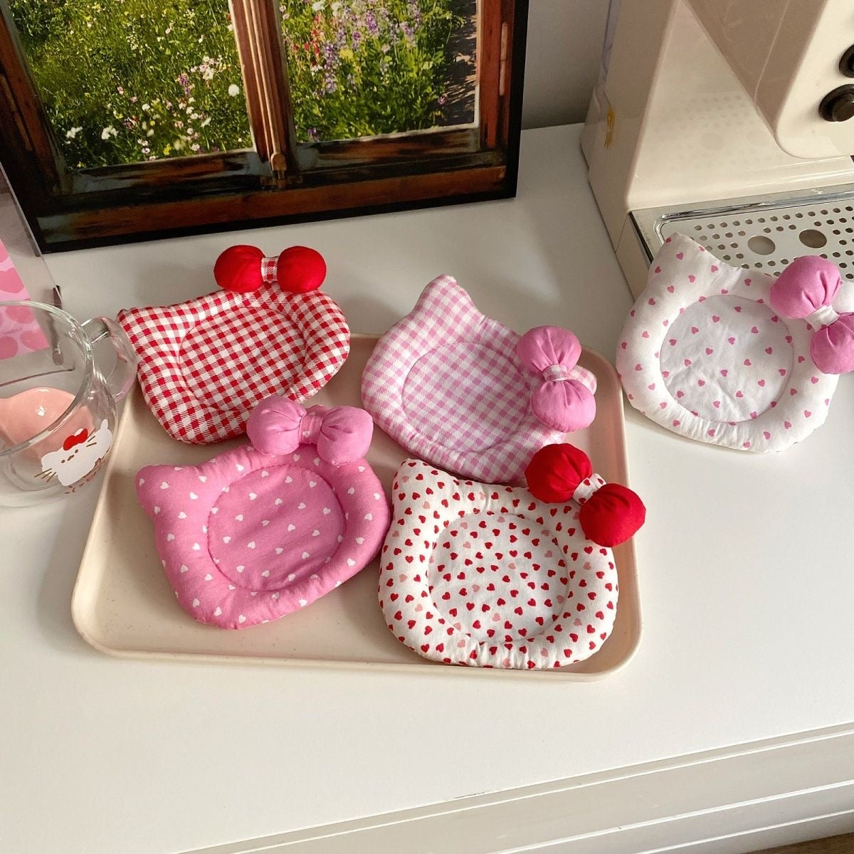 Cherry Whisker Cozy Coaster Set