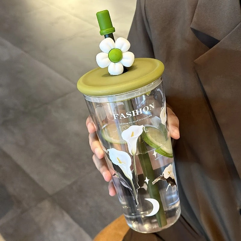 Glowli BloomCup™ Floral Glass Tumbler (700ml)