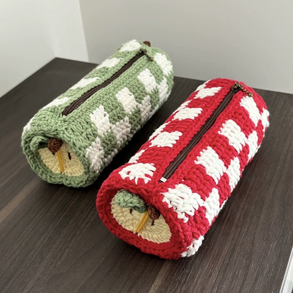Handmade Crochet Apple Pencil Case