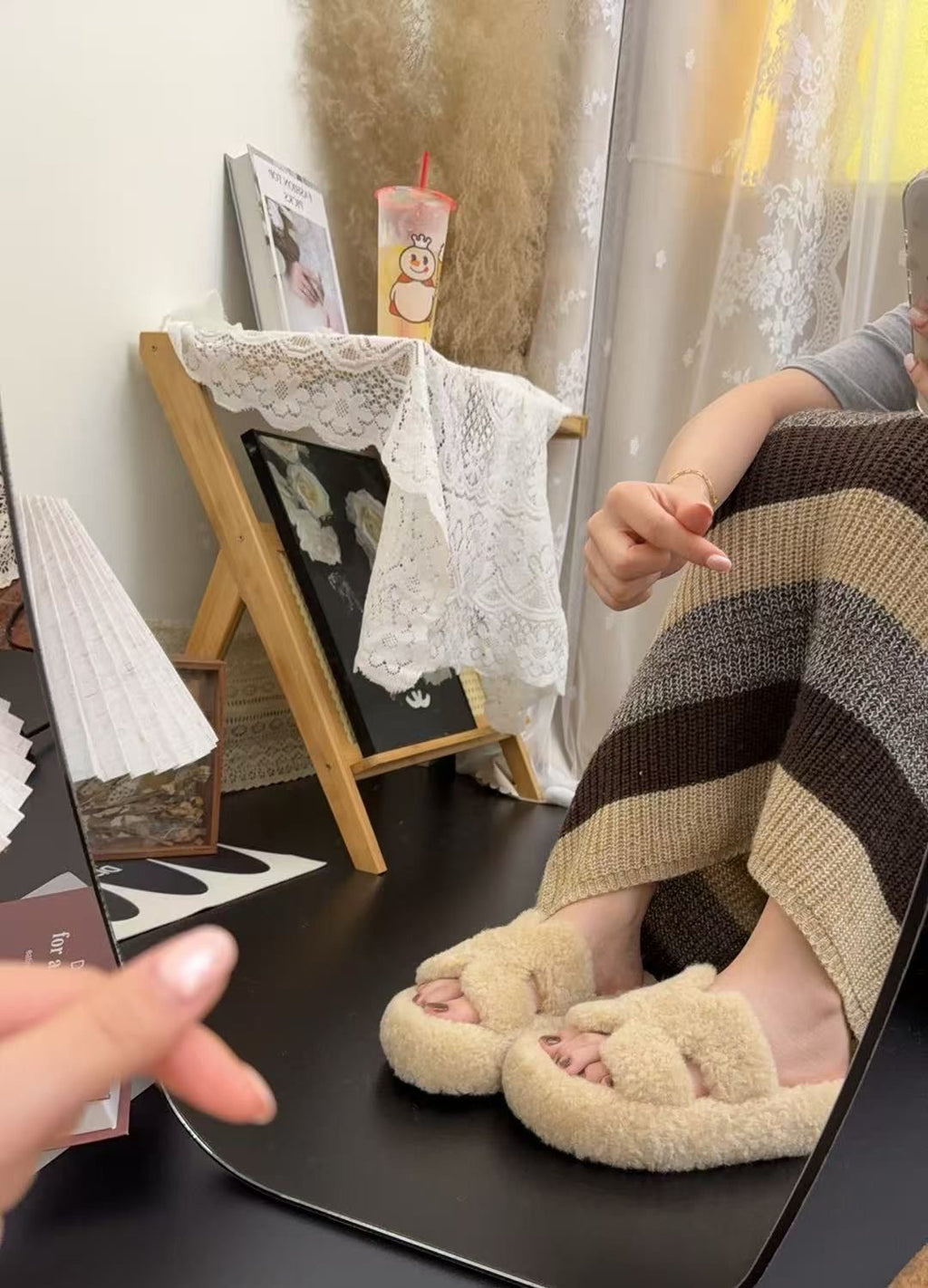 Glowli™ Plush Fuzzy Bow Slippers