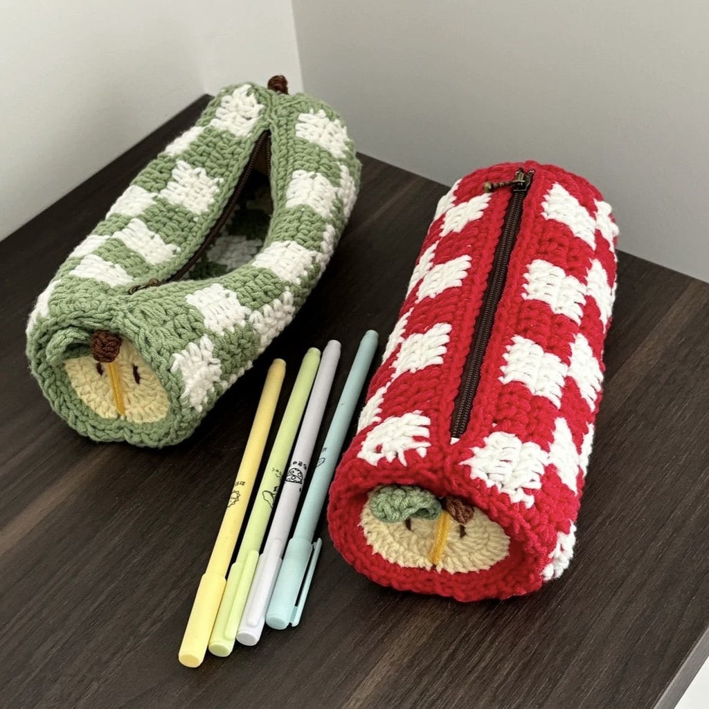 Handmade Crochet Apple Pencil Case