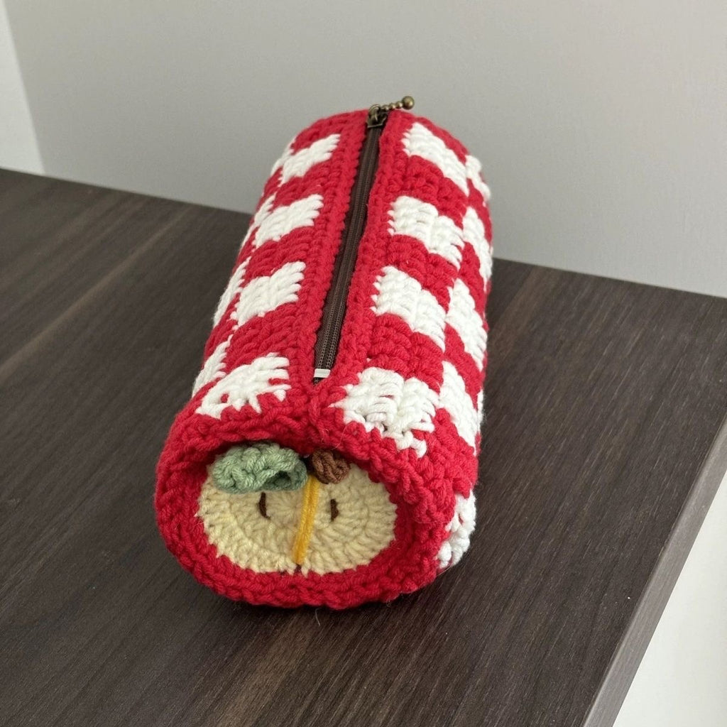 Handmade Crochet Apple Pencil Case