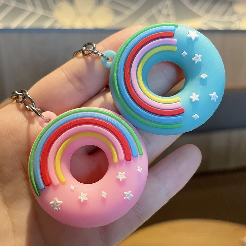 Rainbow Wish Keychain – Soft Donut Edition
