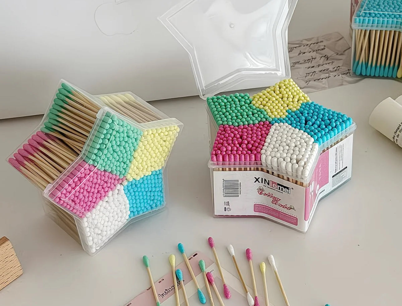 Pastel Star Cotton Bud Box