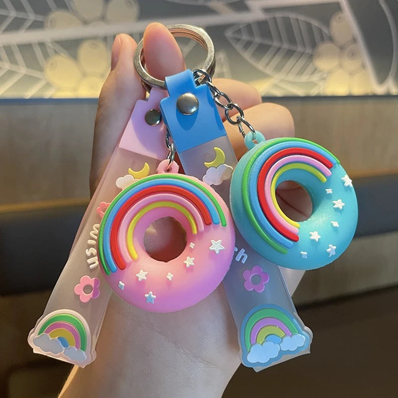 Rainbow Wish Keychain – Soft Donut Edition