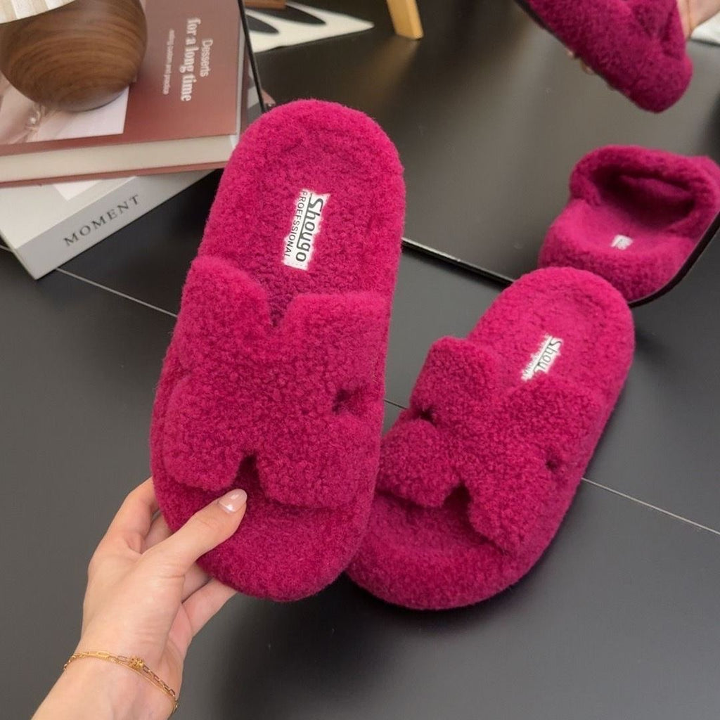Glowli™ Plush Fuzzy Bow Slippers