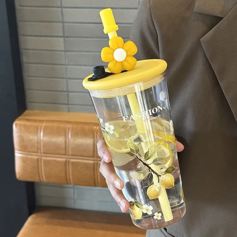 Glowli BloomCup™ Floral Glass Tumbler (700ml)