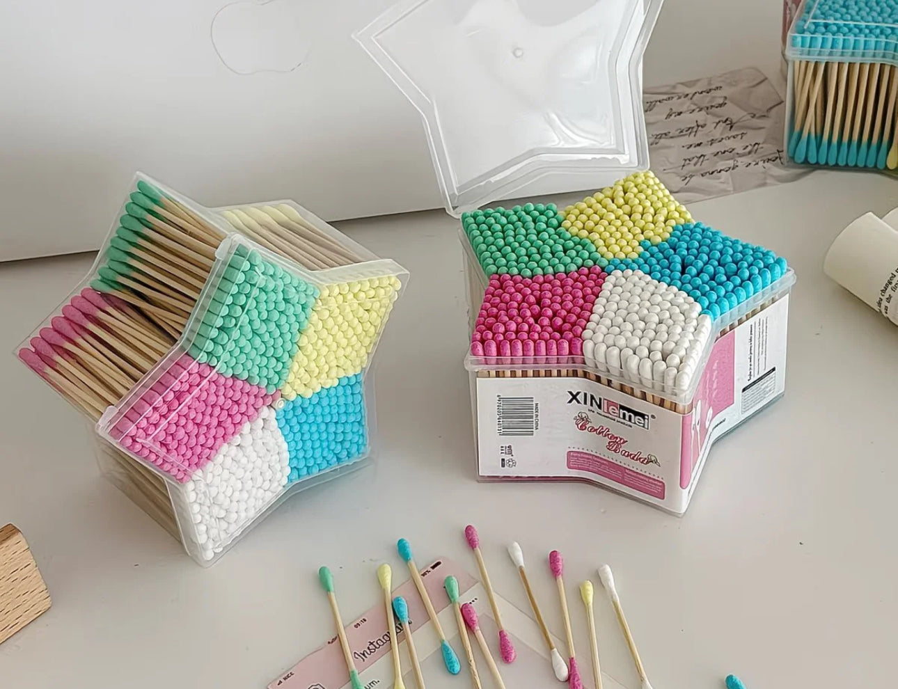 Pastel Star Cotton Bud Box