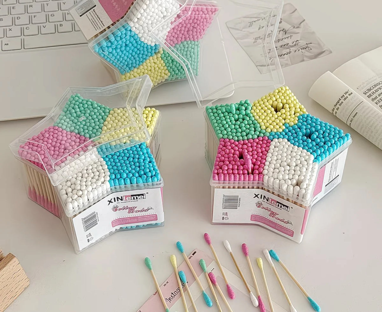 Pastel Star Cotton Bud Box