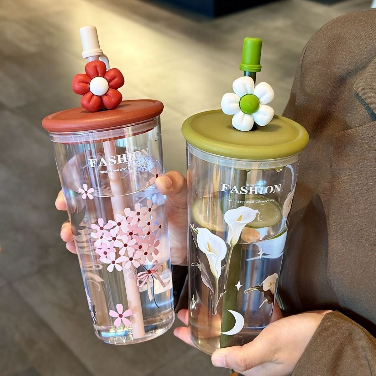 Glowli BloomCup™ Floral Glass Tumbler (700ml)