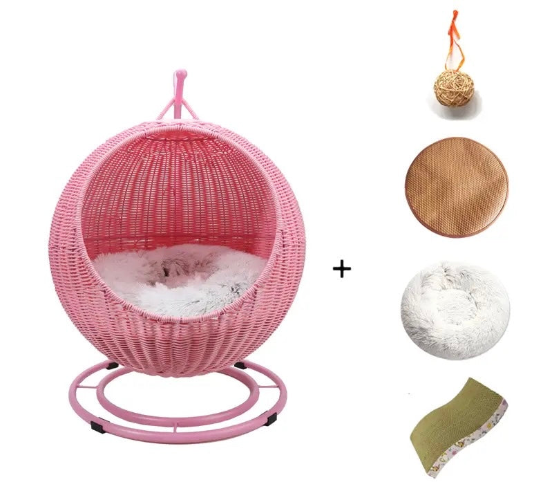 Rattan Cat Swing Bed Set