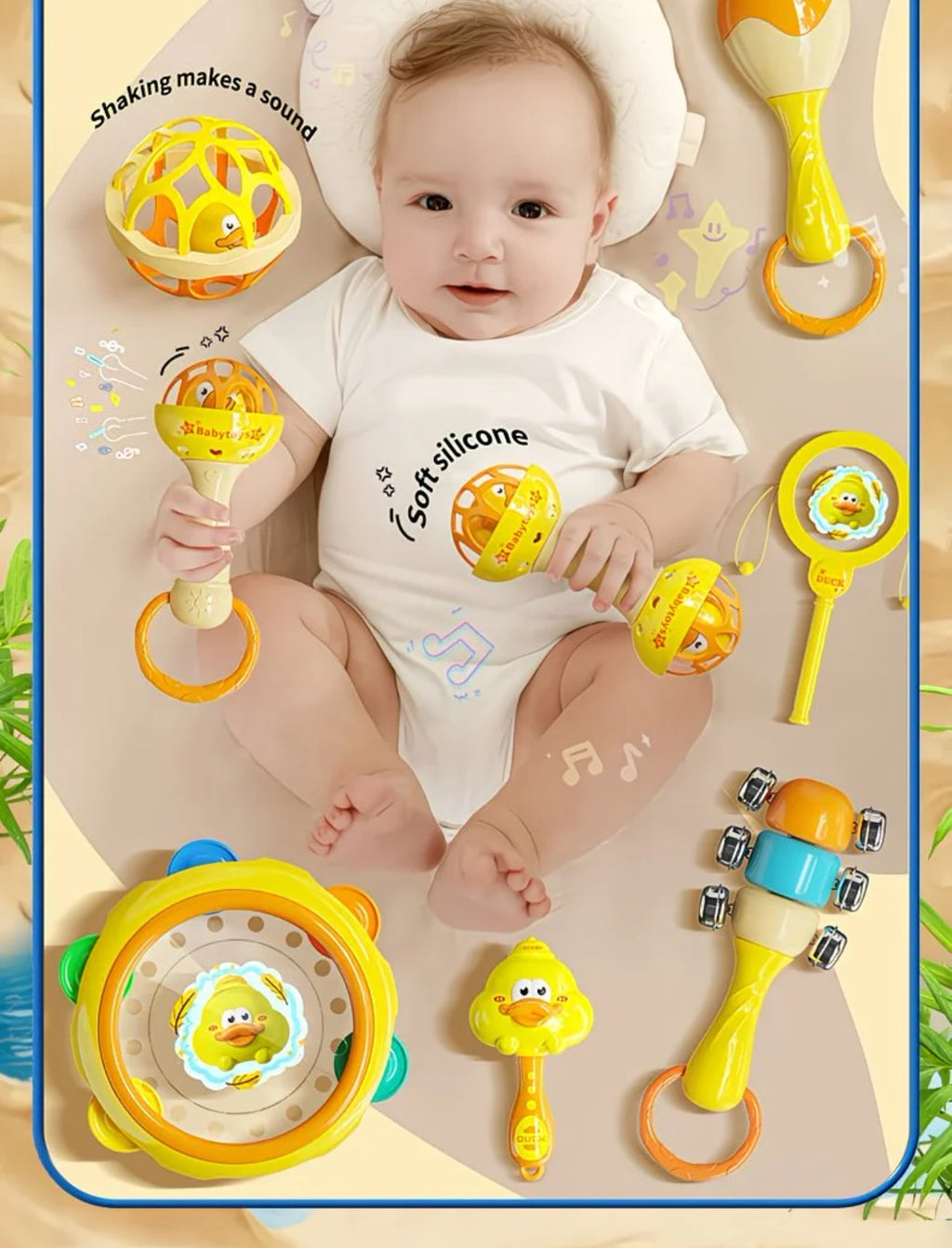 Glowli Baby Duckling Rattle Set (8-Piece Box)
