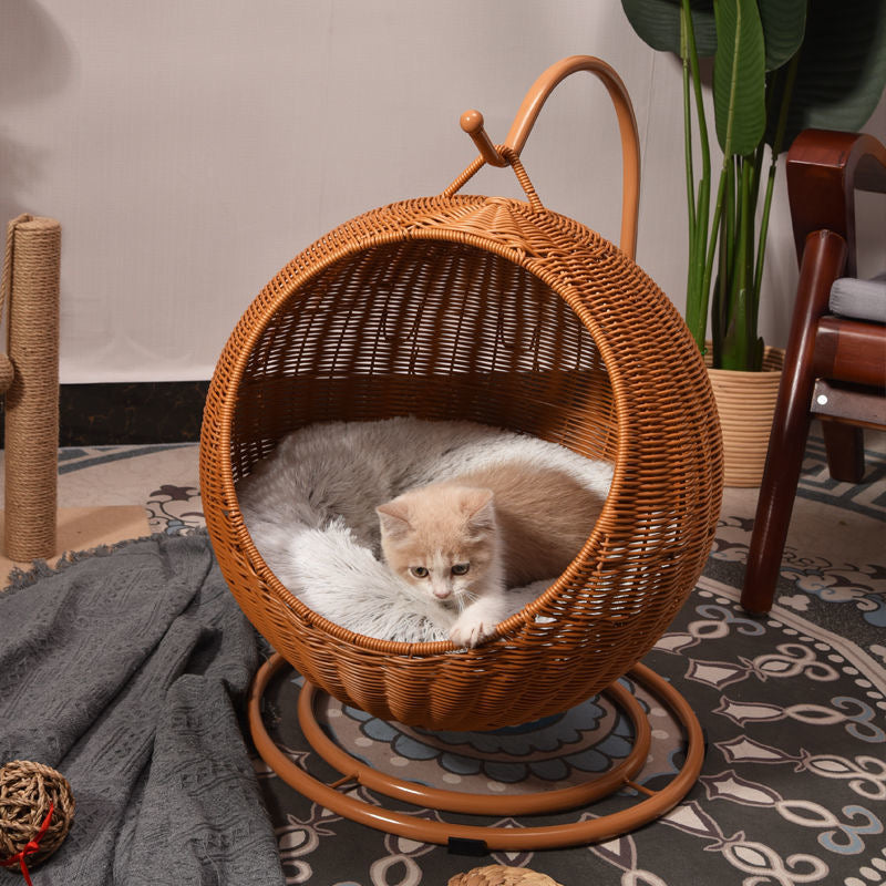 Rattan Cat Swing Bed Set