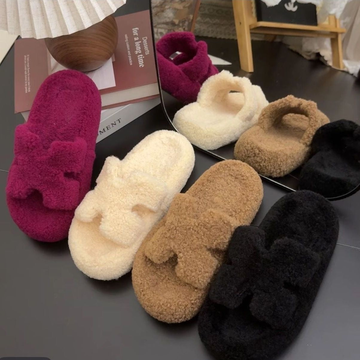 Glowli™ Plush Fuzzy Bow Slippers