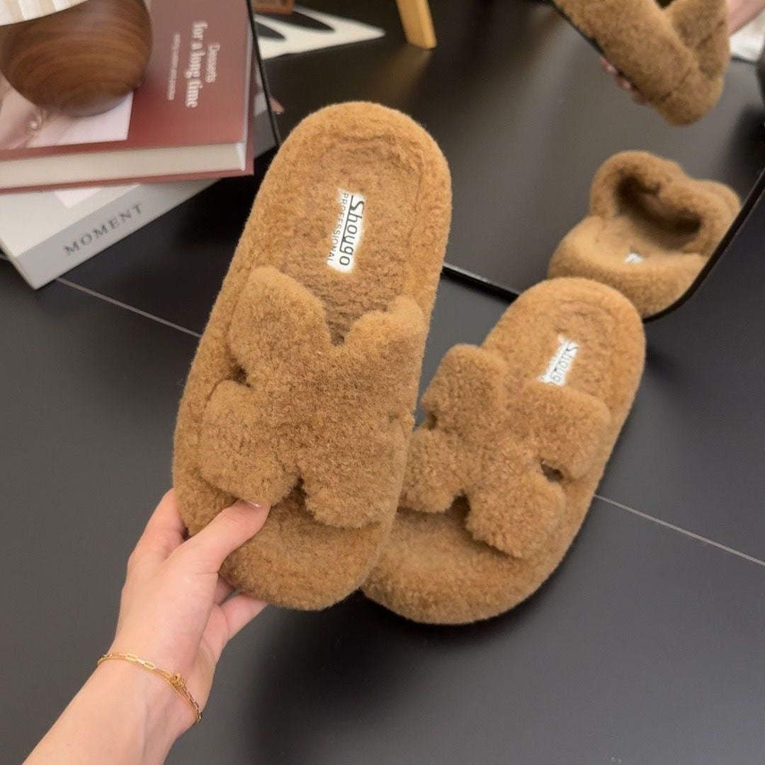 Glowli™ Plush Fuzzy Bow Slippers