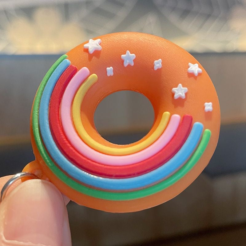 Rainbow Wish Keychain – Soft Donut Edition