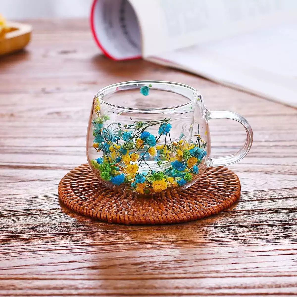 Glowli Floral Infusion Glass Cup