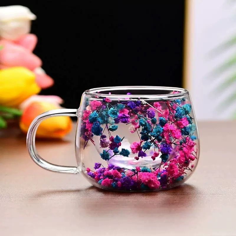 Glowli Floral Infusion Glass Cup