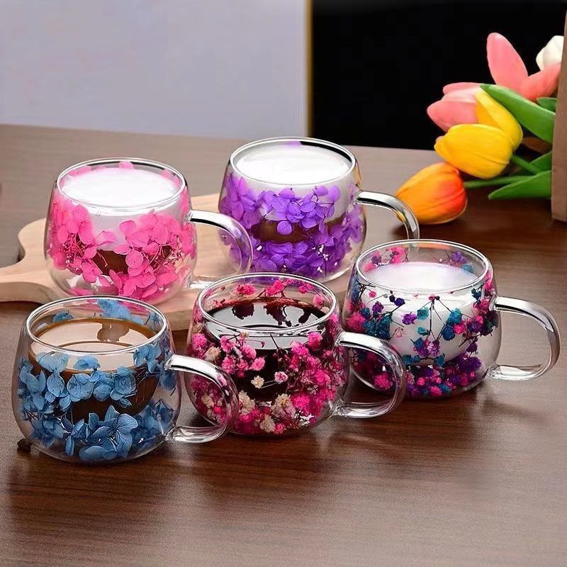 Glowli Floral Infusion Glass Cup