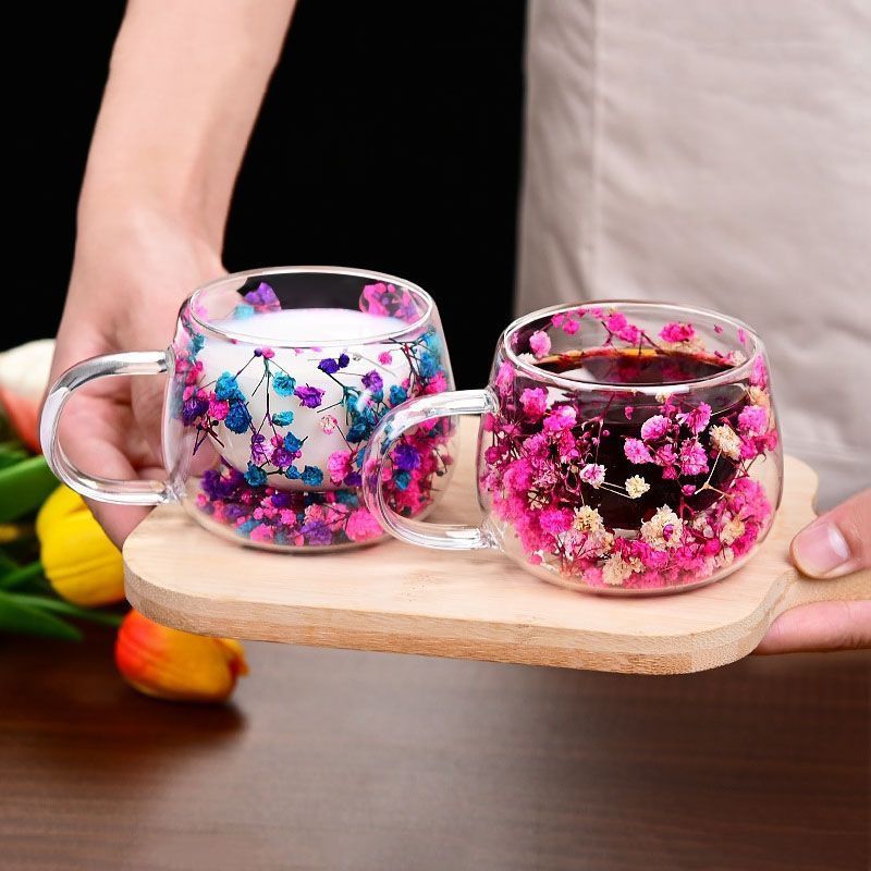 Glowli Floral Infusion Glass Cup